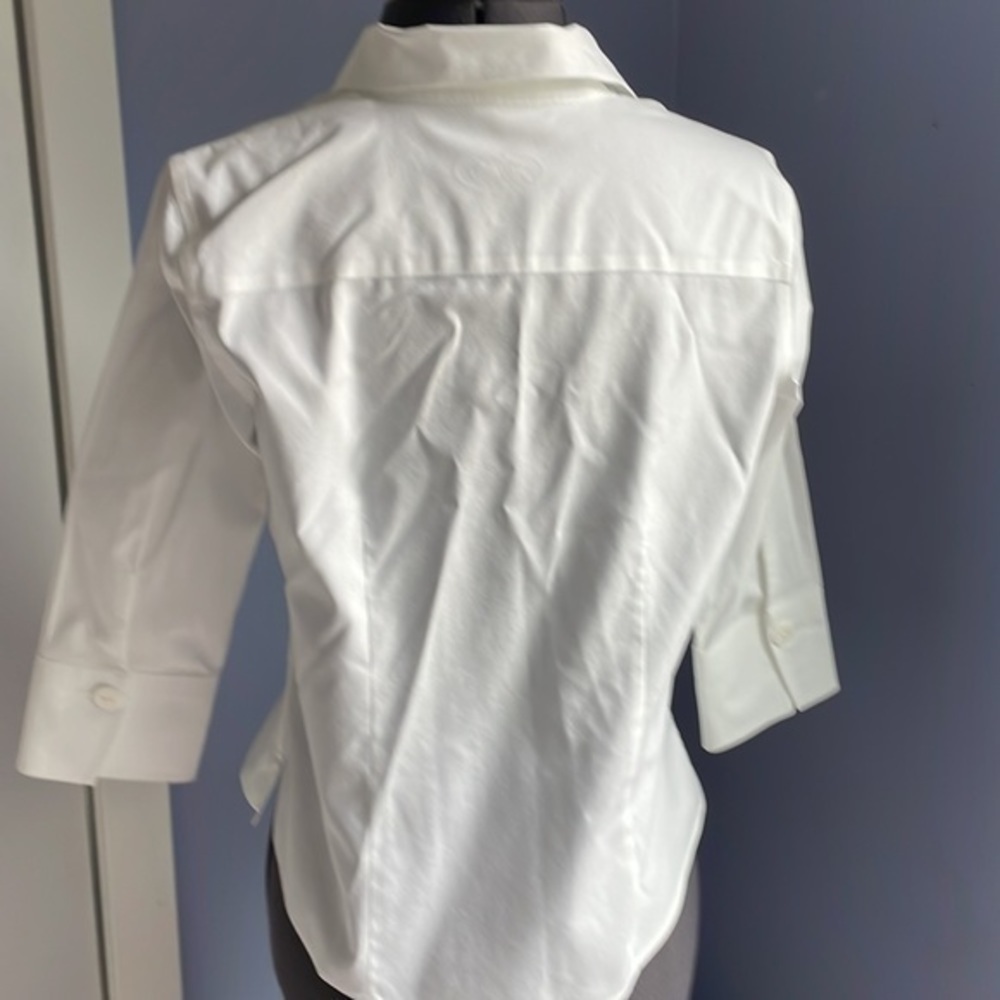 Foxcroft top size 0P white non-iron three-quarter length sleeve dress sh… - Picture 4 of 5